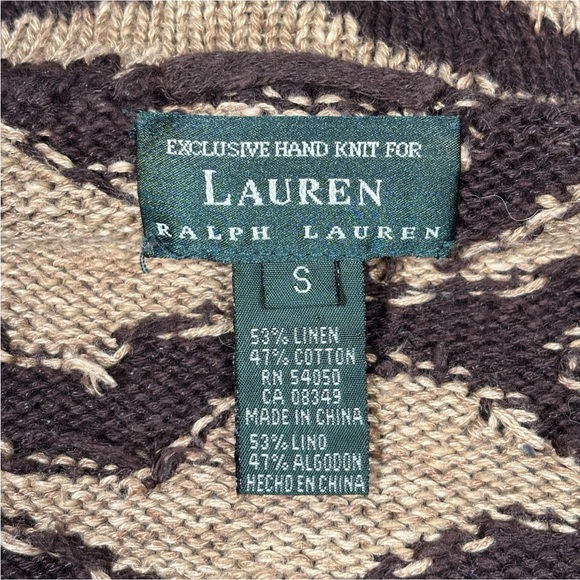Lauren Ralph Lauren Hand Knit Cardigan Womens Small Zebra Print Linen Blend - Picture 2 of 6
